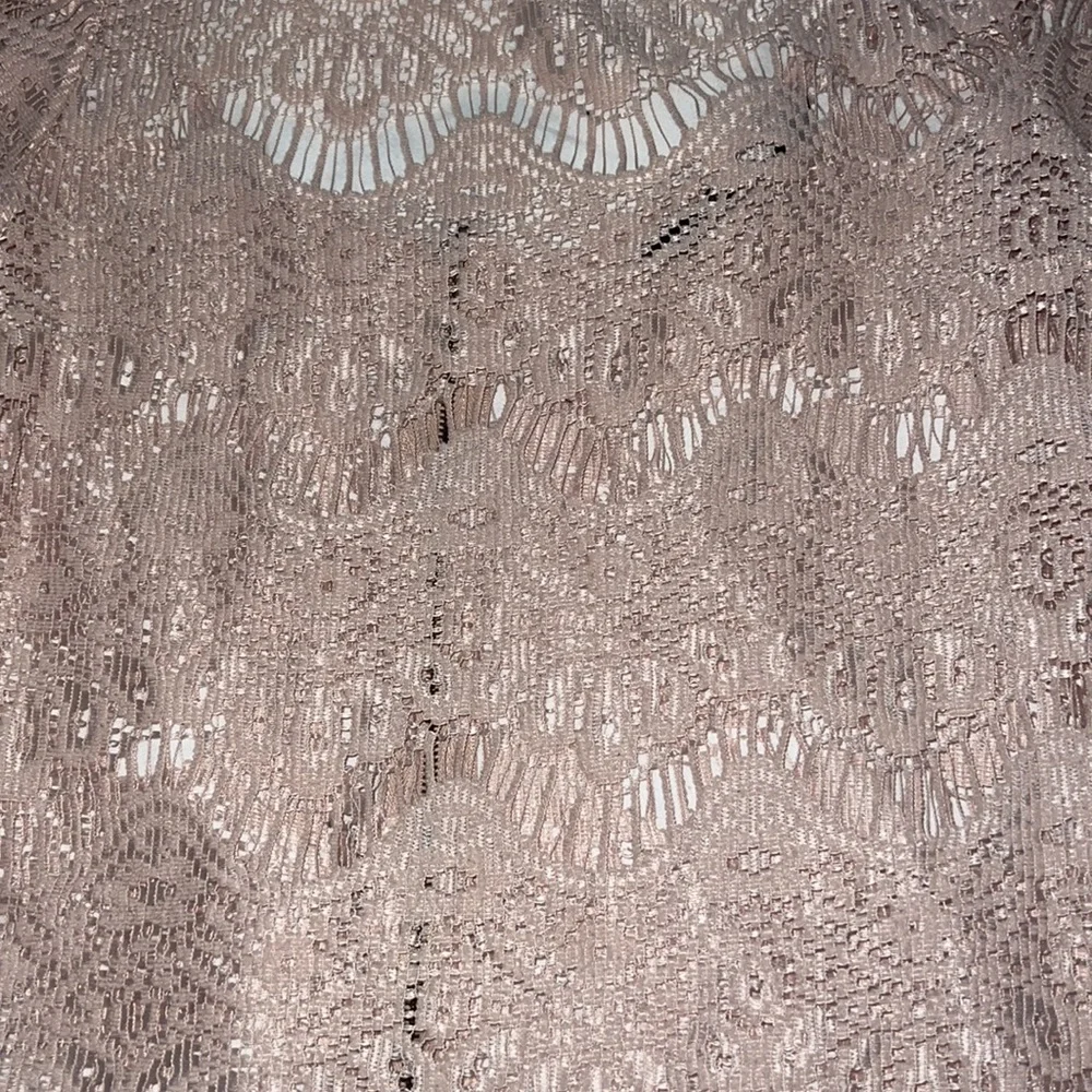 Zara Tan Cropped Embellished Sheer Blouse with 3/4 Sleeves Size Small